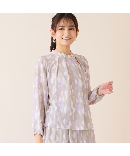LOBJIE / ロブジェ シャツ・ブラウス | 【洗える・セットアップ可】幾何柄ギャザーブラウス | 詳細2