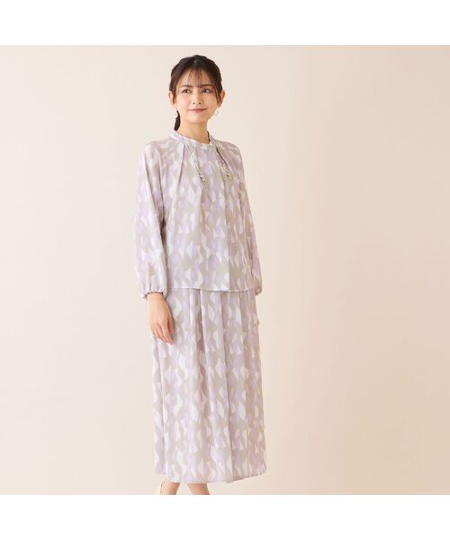 LOBJIE / ロブジェ シャツ・ブラウス | 【洗える・セットアップ可】幾何柄ギャザーブラウス | 詳細4