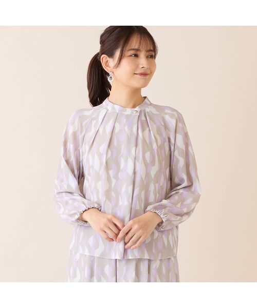LOBJIE / ロブジェ シャツ・ブラウス | 【洗える・セットアップ可】幾何柄ギャザーブラウス（ピンク）