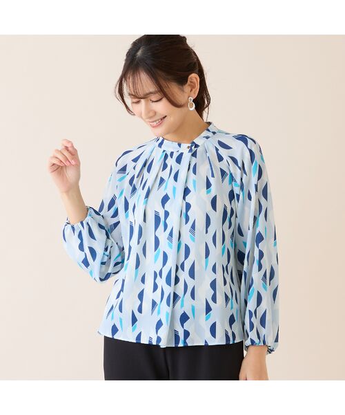 LOBJIE / ロブジェ シャツ・ブラウス | 【洗える・セットアップ可】幾何柄ギャザーブラウス | 詳細8