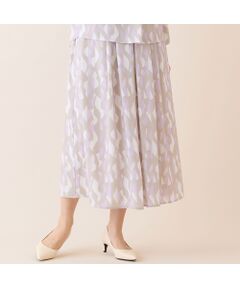 LOBJIE / ロブジェ ミニ・ひざ丈スカート | 【洗える・セットアップ可】幾何柄フレアスカート