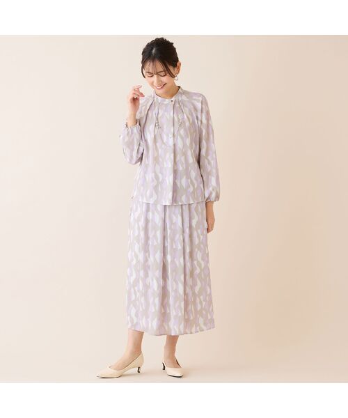 LOBJIE / ロブジェ ミニ・ひざ丈スカート | 【洗える・セットアップ可】幾何柄フレアスカート | 詳細8