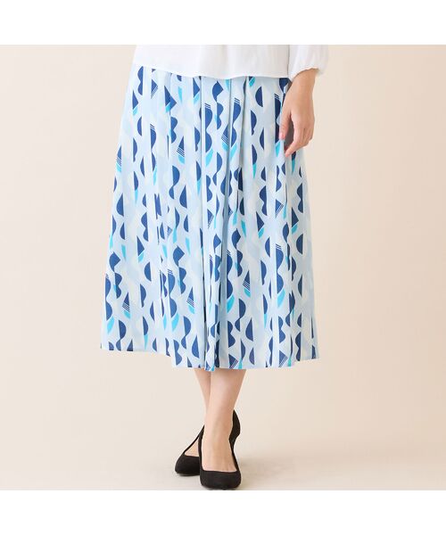 LOBJIE / ロブジェ ミニ・ひざ丈スカート | 【洗える・セットアップ可】幾何柄フレアスカート | 詳細9