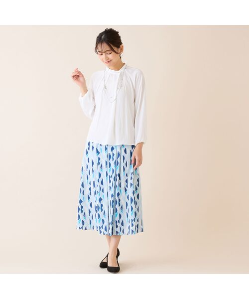 LOBJIE / ロブジェ ミニ・ひざ丈スカート | 【洗える・セットアップ可】幾何柄フレアスカート | 詳細10