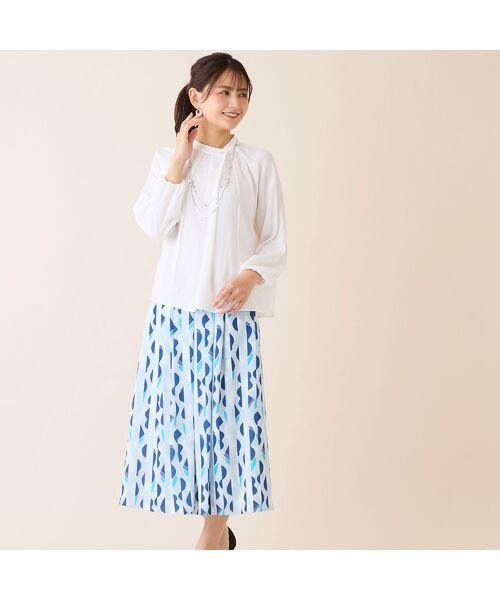 LOBJIE / ロブジェ ミニ・ひざ丈スカート | 【洗える・セットアップ可】幾何柄フレアスカート | 詳細11