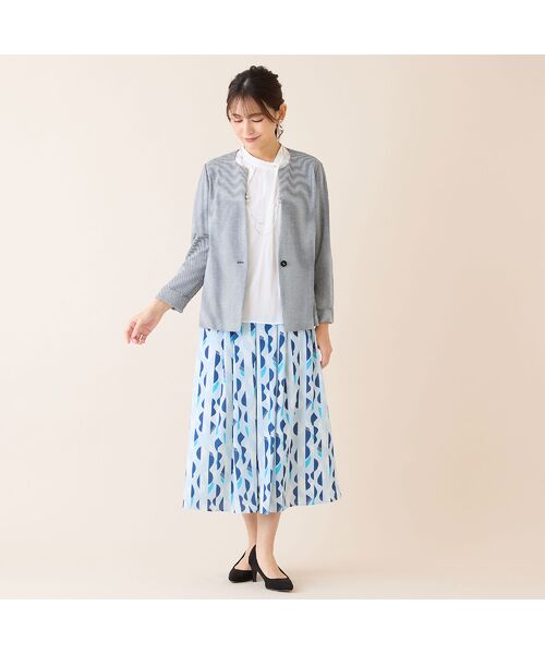 LOBJIE / ロブジェ ミニ・ひざ丈スカート | 【洗える・セットアップ可】幾何柄フレアスカート | 詳細13