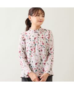 LOBJIE / ロブジェ カットソー | 【洗える・日本製】ボタニカル柄起毛カットソー