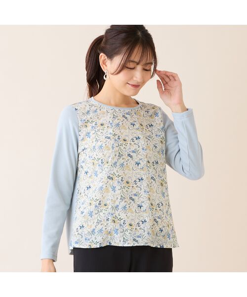 LOBJIE / ロブジェ カットソー | 【洗える・アンサンブル可・日本製】ボタニカル柄カットソー（ベージュ）