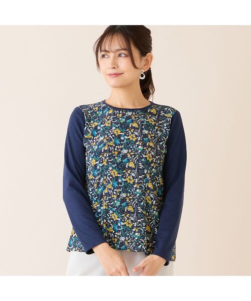 LOBJIE / ロブジェ カットソー | 【洗える・アンサンブル可・日本製】ボタニカル柄カットソー（ダークブルー）