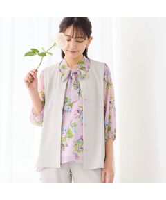 LOBJIE / ロブジェ ベスト | 【洗える・吸水速乾・セットアップ可】ストレッチツイルノーカラージレ