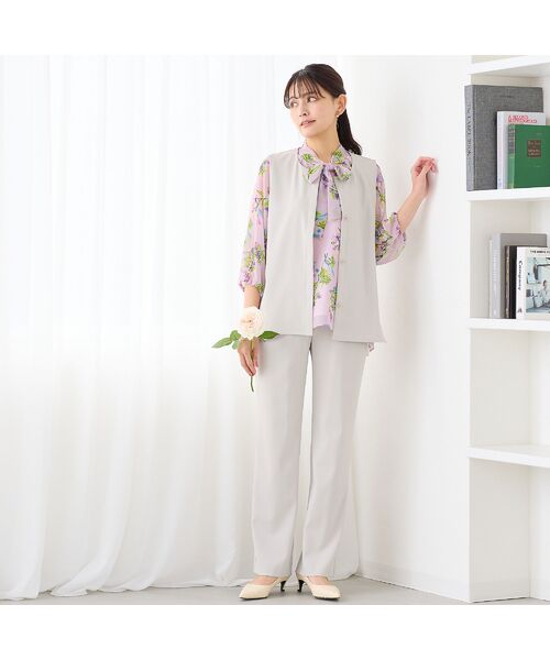 LOBJIE / ロブジェ ベスト | 【洗える・吸水速乾・セットアップ可】ストレッチツイルノーカラージレ | 詳細3