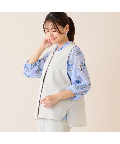 LOBJIE / ロブジェ ベスト | 【洗える・吸水速乾・セットアップ可】ストレッチツイルノーカラージレ | 詳細5