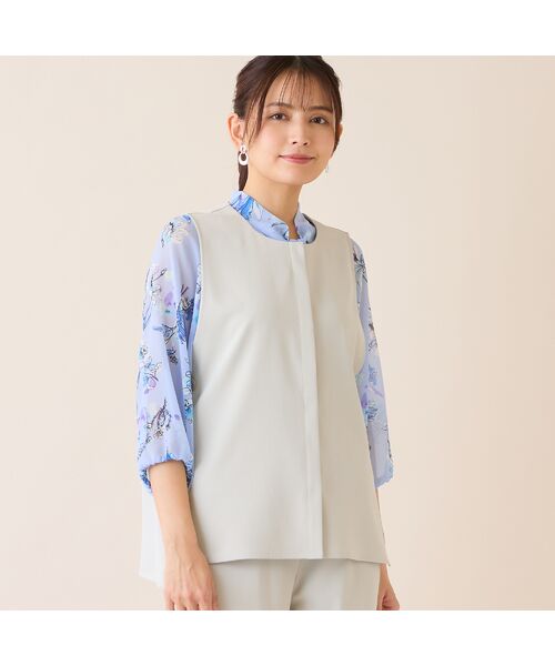 LOBJIE / ロブジェ ベスト | 【洗える・吸水速乾・セットアップ可】ストレッチツイルノーカラージレ | 詳細7