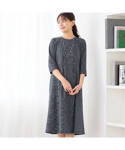 LOBJIE / ロブジェ ミニ丈・ひざ丈ワンピース | 【洗える・清涼快適素材】Breeze Coolワンピース（ダークブルー）