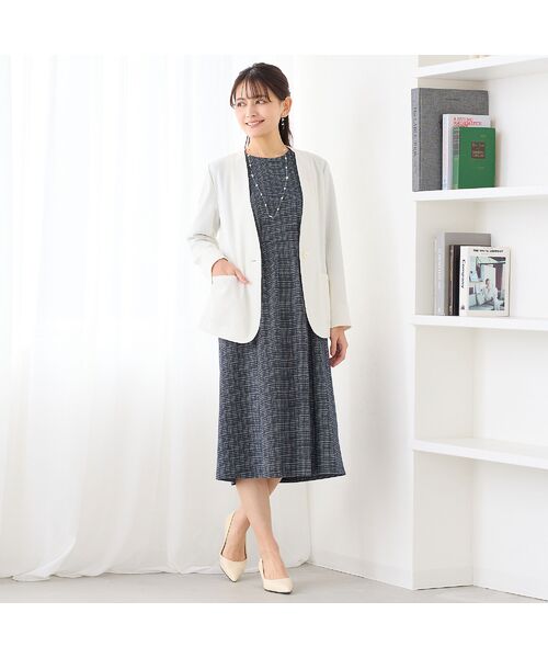 LOBJIE / ロブジェ ノーカラージャケット | 【吸水速乾・オケージョン対応】Vネックワンボタンジャケット | 詳細2