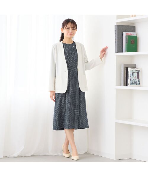 LOBJIE / ロブジェ ノーカラージャケット | 【吸水速乾・オケージョン対応】Vネックワンボタンジャケット | 詳細3