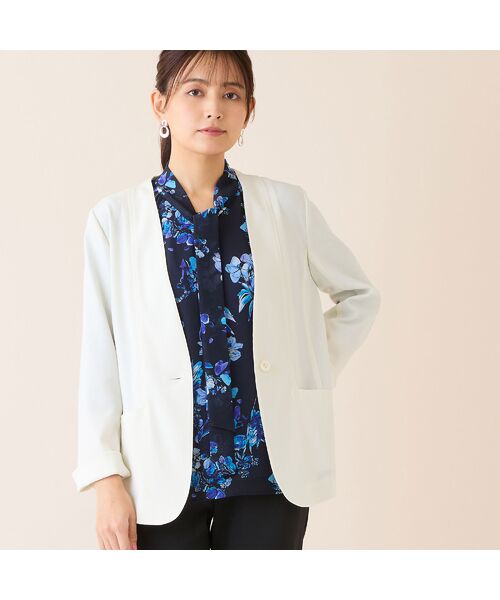 LOBJIE / ロブジェ ノーカラージャケット | 【吸水速乾・オケージョン対応】Vネックワンボタンジャケット | 詳細6