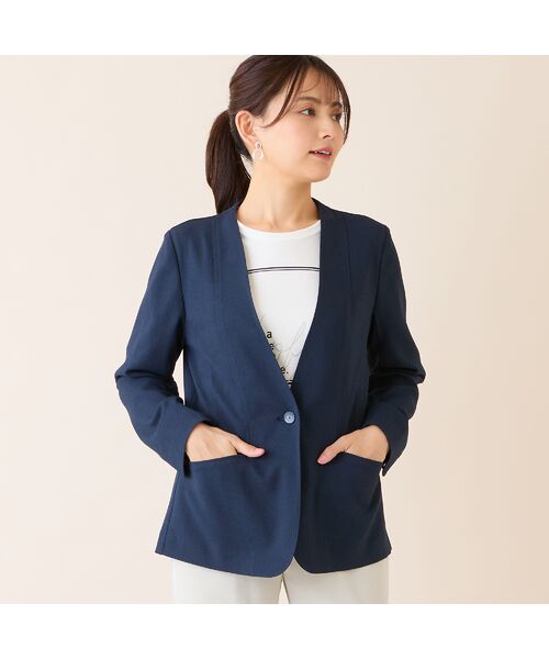 LOBJIE / ロブジェ ノーカラージャケット | 【吸水速乾・オケージョン対応】Vネックワンボタンジャケット | 詳細11