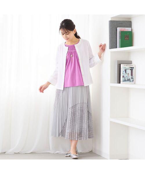 LOBJIE / ロブジェ シャツ・ブラウス | 【洗える】麻混ノーカラーブラウス | 詳細2