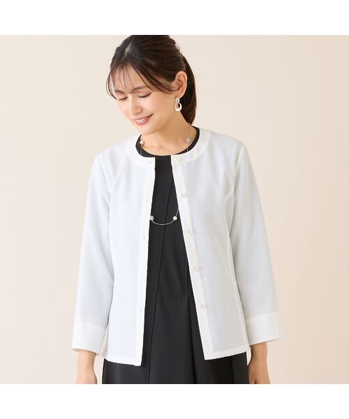 LOBJIE / ロブジェ シャツ・ブラウス | 【洗える】麻混ノーカラーブラウス | 詳細4