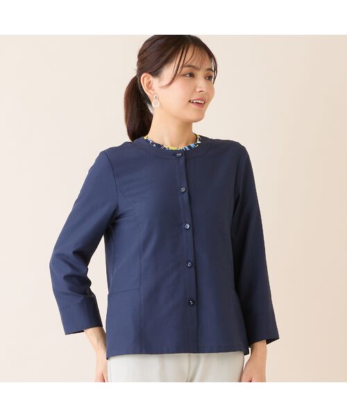 LOBJIE / ロブジェ シャツ・ブラウス | 【洗える】麻混ノーカラーブラウス | 詳細11