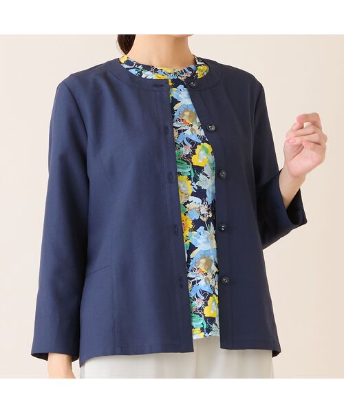 LOBJIE / ロブジェ シャツ・ブラウス | 【洗える】麻混ノーカラーブラウス | 詳細12