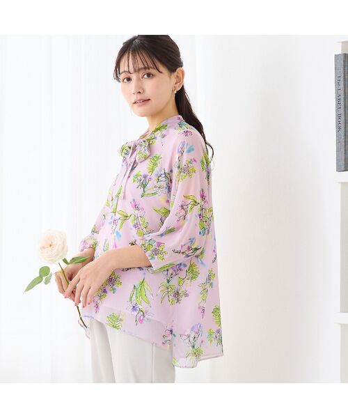 LOBJIE / ロブジェ シャツ・ブラウス | 【洗える】ボウタイフラワーブラウス（ピンク）