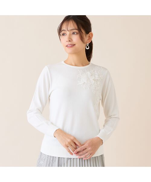 LOBJIE / ロブジェ ニット・セーター | フラワーレースつきセーター | 詳細1