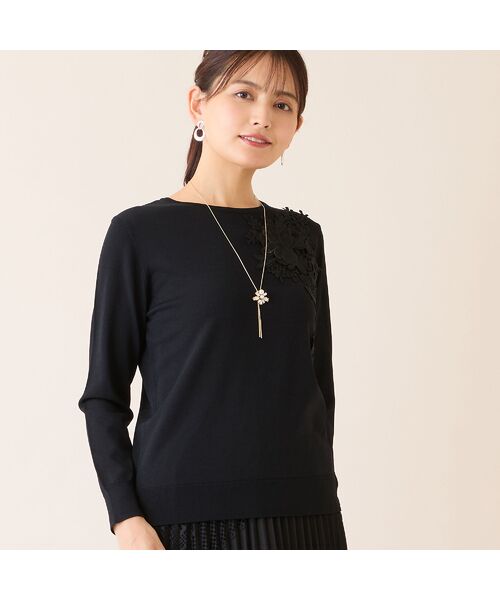 LOBJIE / ロブジェ ニット・セーター | フラワーレースつきセーター（ブラック）