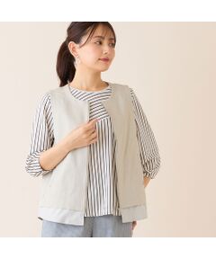 LOBJIE / ロブジェ ベスト | 【洗える】デニムライクペプラムベスト