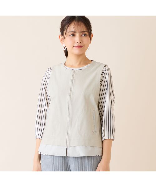 LOBJIE / ロブジェ ベスト | 【洗える】デニムライクペプラムベスト | 詳細2