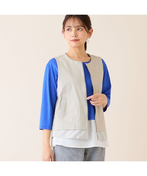 LOBJIE / ロブジェ ベスト | 【洗える】デニムライクペプラムベスト | 詳細7