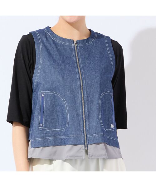 LOBJIE / ロブジェ ベスト | 【洗える】デニムライクペプラムベスト | 詳細10