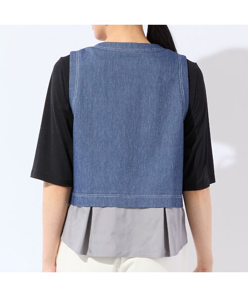 LOBJIE / ロブジェ ベスト | 【洗える】デニムライクペプラムベスト | 詳細11