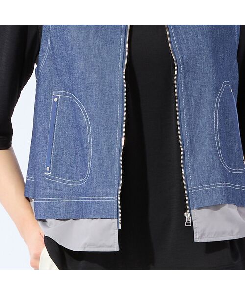 LOBJIE / ロブジェ ベスト | 【洗える】デニムライクペプラムベスト | 詳細12