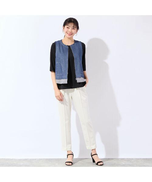 LOBJIE / ロブジェ ベスト | 【洗える】デニムライクペプラムベスト | 詳細13