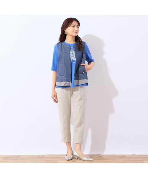 LOBJIE / ロブジェ ベスト | 【洗える】デニムライクペプラムベスト | 詳細15