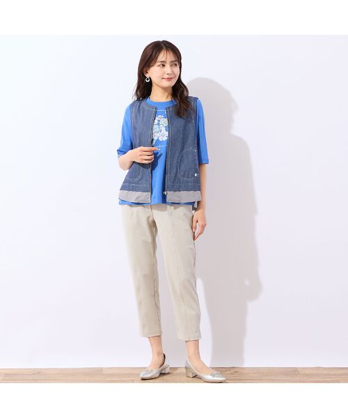 LOBJIE / ロブジェ ベスト | 【洗える】デニムライクペプラムベスト | 詳細17