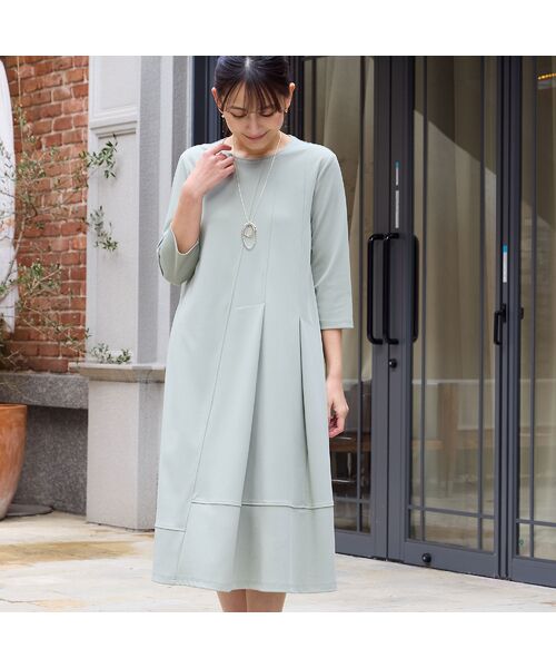 LOBJIE / ロブジェ ミニ丈・ひざ丈ワンピース | 【洗える】タックデザインワンピース | 詳細11