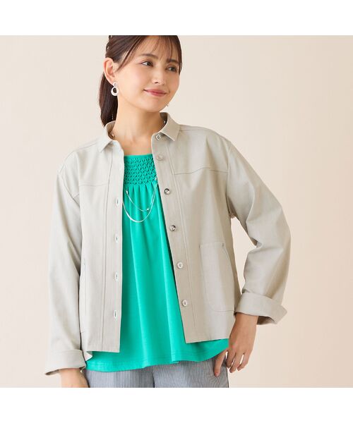 LOBJIE / ロブジェ Gジャン・デニムジャケット | 【洗える】デニムライクジャケット（ベージュ）