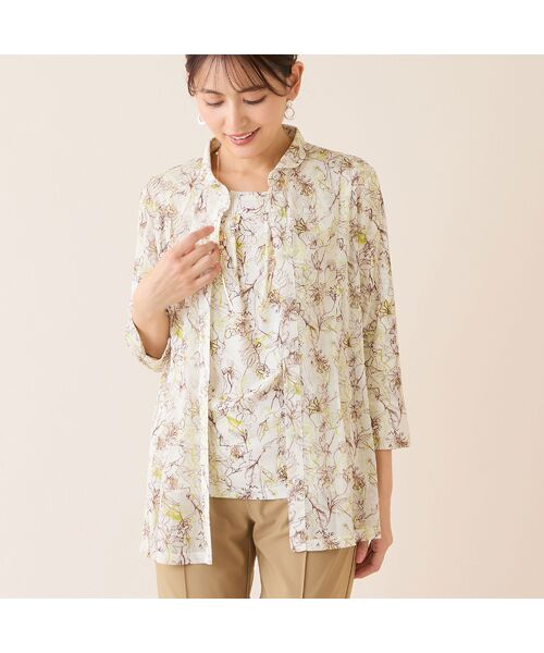 LOBJIE / ロブジェ シャツ・ブラウス | 【洗える・アンサンブル可】花柄チュールシャツ（ベージュ）