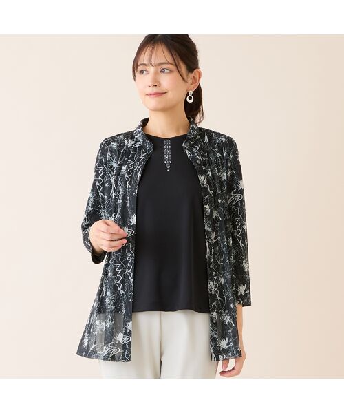 LOBJIE / ロブジェ シャツ・ブラウス | 【洗える・アンサンブル可】花柄チュールシャツ（ブラック）