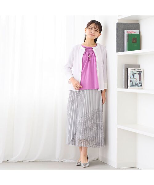 LOBJIE / ロブジェ ミニ・ひざ丈スカート | レースミックスプリーツスカート | 詳細10