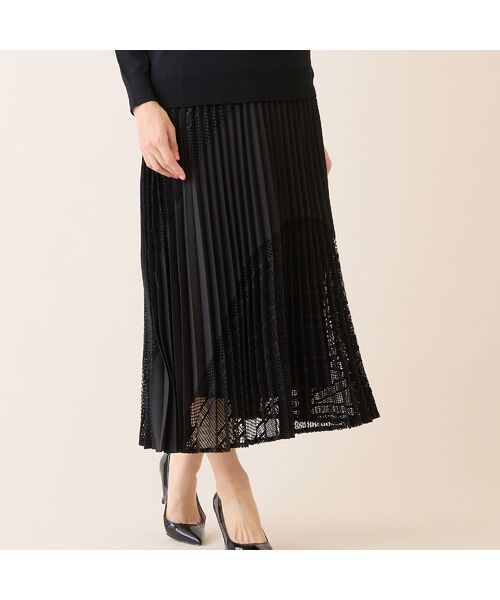 LOBJIE / ロブジェ ミニ・ひざ丈スカート | レースミックスプリーツスカート | 詳細11