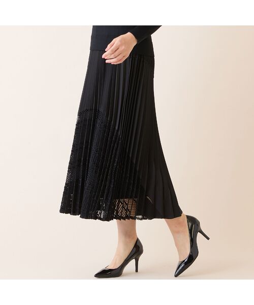 LOBJIE / ロブジェ ミニ・ひざ丈スカート | レースミックスプリーツスカート | 詳細12