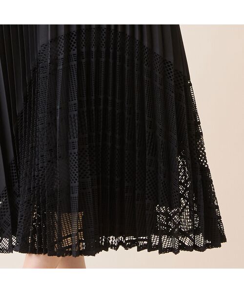 LOBJIE / ロブジェ ミニ・ひざ丈スカート | レースミックスプリーツスカート | 詳細13