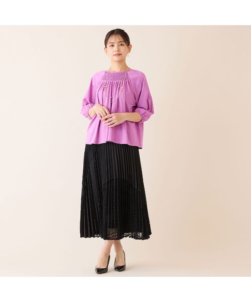 LOBJIE / ロブジェ ミニ・ひざ丈スカート | レースミックスプリーツスカート | 詳細16