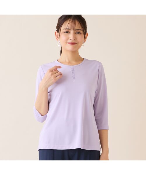 LOBJIE / ロブジェ カットソー | 【洗える・日本製】襟刺繍カットソー（ピンク）