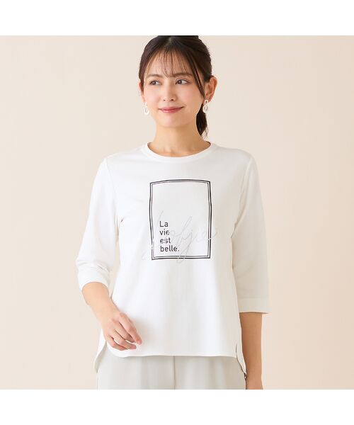 LOBJIE / ロブジェ カットソー | 【洗える・日本製】フレームデザインカットソー（ホワイト）