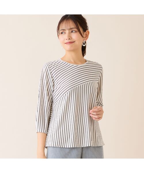 LOBJIE / ロブジェ カットソー | 【洗える・接触冷感・日本製】Soalonボーダーパフスリーブトップス | 詳細1